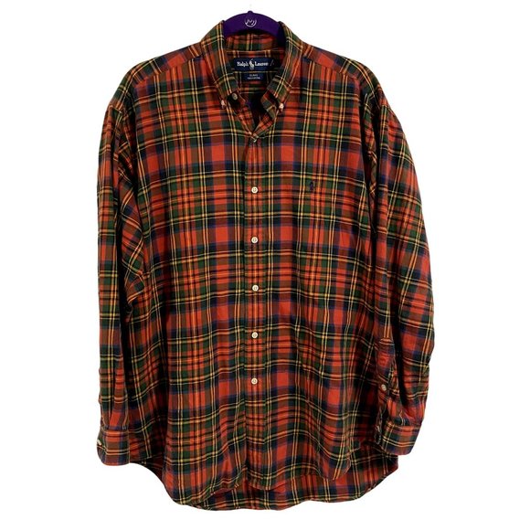 Ralph‎ Lauren Blake Red Plaid Flannel Button Down Shirt Men's Size M - Picture 1 of 7